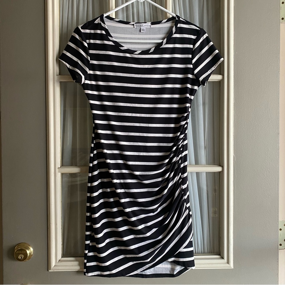 Moa Moa Black and White Striped Tshirt Dress